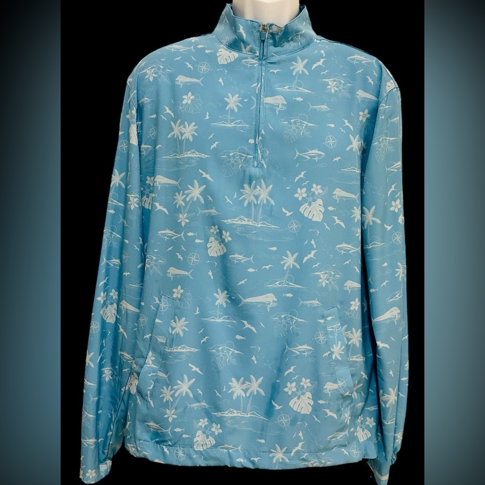 Scales Men Pullover Too‎ Blue 1/4 Zip Performance Lightweight Toggle Pockets M